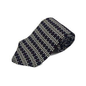 John Henry Mens Tie, Black Tan Imported Silk